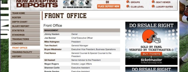 Browns Website Still Shows Mike Holmgren, Fired Coach and Gm as Apart of Organization